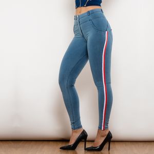 Shascullfites Melody Vrouwen Jegging Jeans Slanke Mode Jeggings Legging Vrouw Fitness Broek Push Up Jeans Gestreepte Jeans