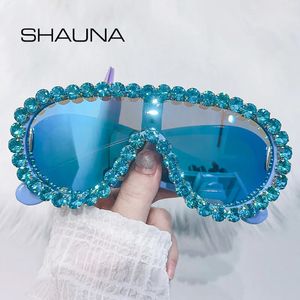Shauna Luxury Crystal Mirror de gran tamaño Cubro de mujeres Goggle Gafas de sol UV400 240428