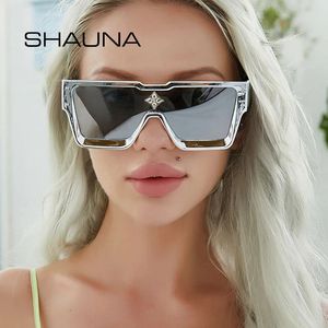 SHAUNA luxe cristal surdimensionné femmes lunettes de soleil carrées tendance hommes nuances UV400 240318