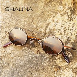 SHAUNA Punk Styles femmes petites lunettes de soleil ovales mode hommes pince amovible double usage bleu miroir/verre clair lunettes UV400