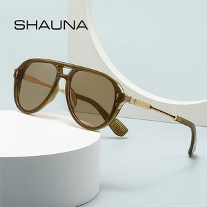 Shauna Retro Double Bridges Pilot Men Lunettes de soleil Sunglasses Fashion Brand Designer Shades UV400 Rivets tendance Femmes Luxury Sun Glasshes 240428
