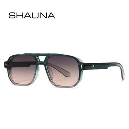 SHAUNA Retro Dubbele Bruggen Vierkante Zonnebril Vrouwen Gradiënt Shades UV400 Fashion Brand Designer Klinknagels Mannen Zonnebril 240322