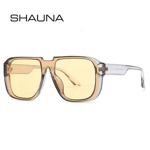 Shauna retro cuadrado una pieza gafas de sol hombres espejo sombras Uv400 plano top hombres de moda 240428