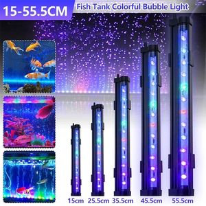 Scheerapparaat 100240v 1555.5cm Led-kleuren Waterdicht Verandering Aquarium Licht Aquarium Dompelpompen Licht Luchtbel Lamp Aquatische Decoratie