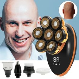 Afeitadora para hombres 7D independiente 7 cortador cabeza flotante recargable impermeable maquinilla de afeitar eléctrica recortadora multifunción para hombres 240115