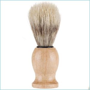 Afeitadora Nylon Sólido Barba Cepillo Cerdas de color de madera Herramienta de afeitado Hombres Brochas de afeitar masculinas Ducha Accesorios de baño Regalo de viaje 5Wm N2 Dr Dh9Vg