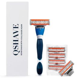 Rasoir QShave Brand Blue rasoir rasant avec le rasoir à la lame pour hommes x3 lame