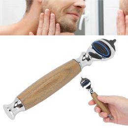 Shavers 1PCS manuel Shaver Double-adepte de sécurité en acier inoxydable en acier inoxydable Poignée en bois sans lame d'outil de rasage des hommes à la lame