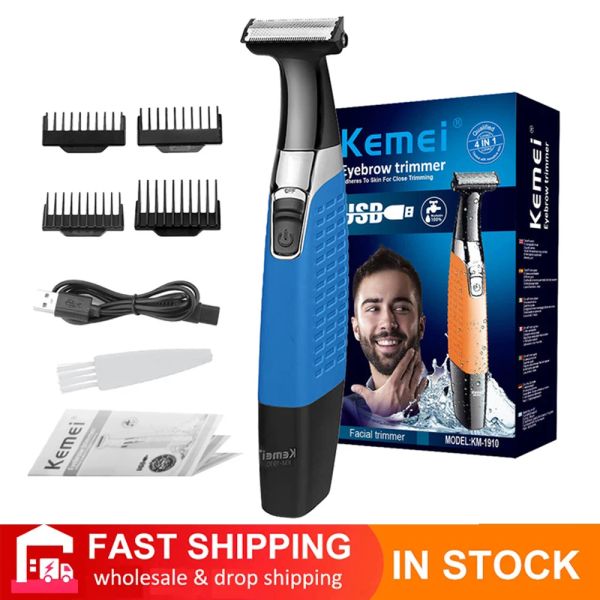 Shavers 2022 Kemei Men's Electric Shaver Rechargeable Beard Trimmer étanche raser du corps professionnel rasage des cheveux chauves Coipper Razor