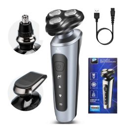 Shavers 3 in1 rasoir électrique pour les hommes étanche rotatif sec humide et rasoir USB USB rasoirs électriques sans fil rechargeables