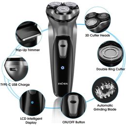 Shavers Electric Face Razor Razor for Men 3D Floating Blade lavable USB Raser rechargeable Machine à barbe Blackstone