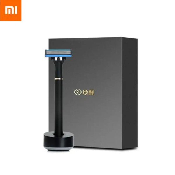 Shavers Stock de barco rápido Mi Xiaomi Huanxin Shaver Manual Alemania de 6 capas de aluminio Manija de aluminio Conexión de cuello magnético Limpieza suave