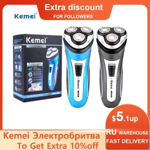 Shavers Kemei Electric Shaver for Men 3D Rasoir mâle avec une tranche de barbe rechargeable à la lame intérieure aiguë aiguë pour le rasage