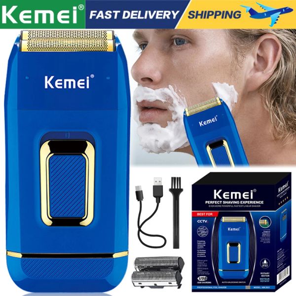 Shavers Kemei Electric Shaver Professional Beard Trimmer USB Razor rechargeable pour les hommes Machine de rasage électrique IPX4 IMPHERPORK KM2031