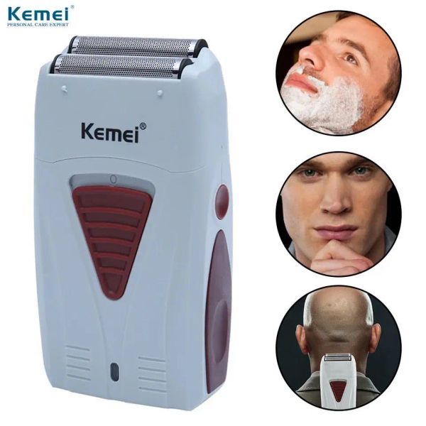 Shavers Kemei KM3382 Rasoir sans fil rechargeable pour hommes lame jumelle alternative à la barbe Razor facecare ciseaux de coiffure gras