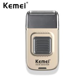 Shavers Kemei mobile électrique feuille rasoir mini rasoir de voyage sans fil rechargeable portable une lame humide masculine se raser la machine à raser