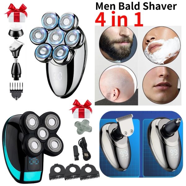 Shavers Men Bald Head Shaver IPX7 impermeable 5in1 SHAVERS ELÉCTRICA Pantalla LED Men Kit de preparación