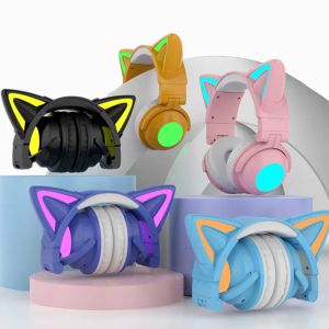 Shavers New Llegada RGB Cat Ear inalámbrico auriculares con micrófono 7.1 Música estéreo Bluetooth 5.0 Soporte de auriculares Color de luz de control Mejor regalo