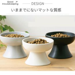 Shavers New Ceramic Pet Bowl JapanesSetyle Cat Bowl High Foot Pet Water Food Bols For Cat Dog Pet Nourning Dog Supplies