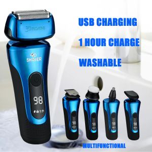 Shavers New Men's Electric Shaver LCD Shavers for Men alternative Razor Facial Wet Dry Shaving Machine lavable Portable USB Chargage