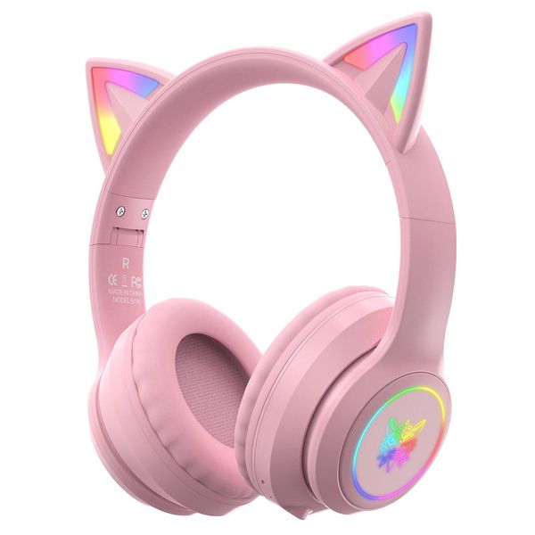 Rasoirs Onikuma B90 Bluetoothcompatible 5.0 casque Gamer avec oreille de chat Rgb conception pliable casque d'écoute sans fil pour PC Gaming