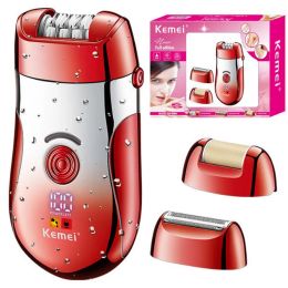 Shavers Original Kemei 3in1 Epilator lavable Electric Feme Femme Corps Repuré de cheveux Bikini Bikini Lady Shaver Callus Remover rechargeable