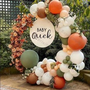 Shavers Sage Green Orange Ballon Garland Arch Kit Baby Shower Decoration crème Péach mat