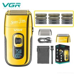 Shavers VGR Face Shaver con cuchilla Professional Hair Crimmer Golden Electric Shaver Máquina de afeitar de seguridad recargable para hombres V332