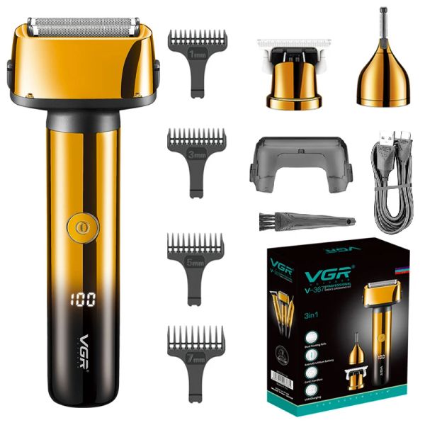 Shavers vgr de rasoir électrique humide pour hommes et rasoir électrique rasoir à tête lavable chauve à barbe lavable à la barbe à barbe