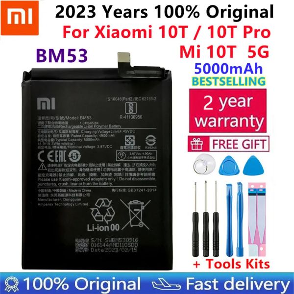 Shavers Xiaomi 100% Batterie de remplacement d'origine BM53 pour Xiaomi 10T 10T Pro Mi 10t 5000mAH BM53 Batterie de remplacement + outils gratuits