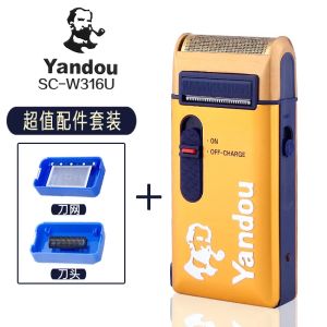 Shavers Yandou heren elektrisch scheerschoener recht scheermes oplaadbaar mes kan worden vervangen Golden Color Face Care Men Safety Razor