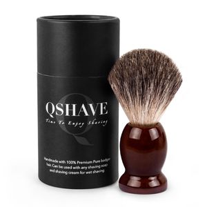 Mousse à raser Qshave Man Pure blaireau cheveux blaireau bois 100% pour rasoir Double bord sécurité droite classique brosse de rasoir de sécurité 230921