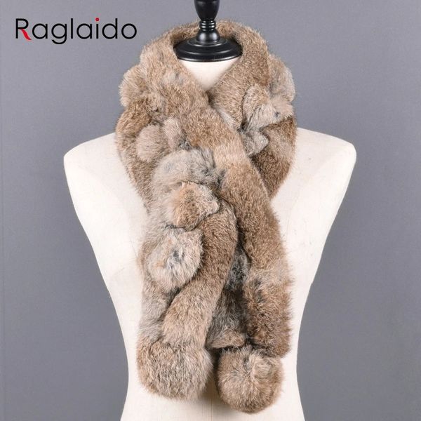 Châle d'hiver en fourrure de lapin, écharpe 100 naturelle, mode chaude et douce, foulard à pompon, bandeaux, vente en gros, 231011