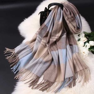 SHOUWS 2021 Winter- en herfstdames wollen sjaals Nieuwe mode pure wollen tas en sjaal geschikt voor dames geruite klassieke ontwerp sjaalsl2404