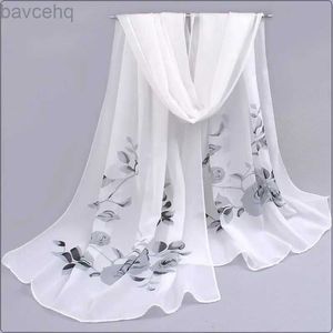 SHAWLS 2024 Spring en zomer vrouwen sjaal nieuwe pashmina sjaal geprinte cape silk chiffon polyester tippet muffler 60*160 cm d240426
