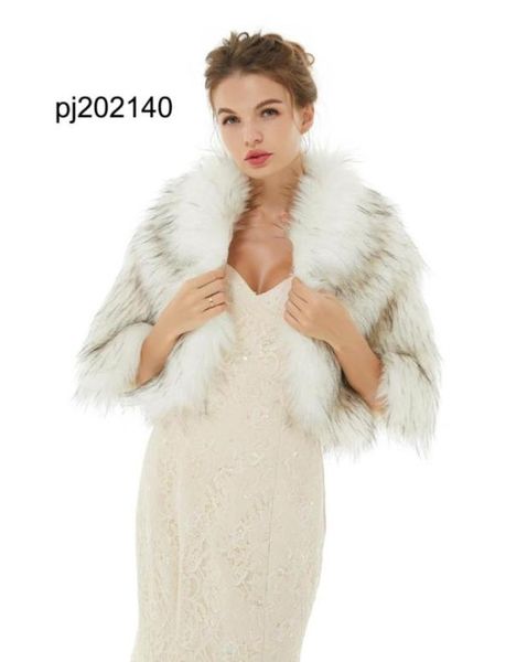 Chales y envolturas para bodas Vestido de noche Mujeres Cálidas Winter Winter Ladies Bridal Formal Faux Fur Jackets Novias de honor 591646758974445