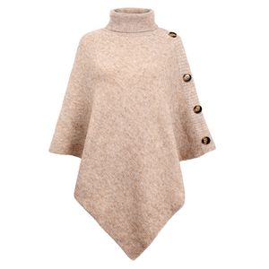 Châles Automne Hiver Châle Manteau Pull Couleur Unie Col Roulé Surdimensionné Cape Manteau Femme Ponchos Pull Tricoté Manches Chauve-Souris Top 221110