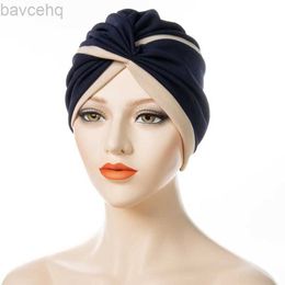 Chales Bonnets musulmanes turbantes hijabs wuman sombrero nuevo color puro estilo simple capricas para mujer Europa y los Estados Unidos Headgear D240426