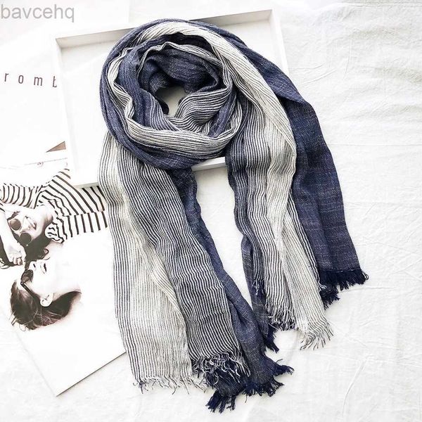 Châles Fashion Hrented Men Scarf Cotton Linn d'automne Hiver Mentes Pashmina Neckerchief Casual Accessories Malas Bufanda Châle D240426