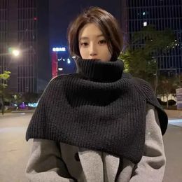 Châles GIDYQ tricoté pull châle et écharpe femmes Harajuku Vintage Punk Chic chaud écharpe mode solide tout Match col roulé hiver 231204