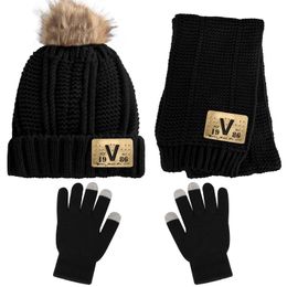 Conjunto de gorro/bufanda/guantes de punto para niños, cálido invierno con gorro y bufanda larga, envío directo 2022 Am4Mu