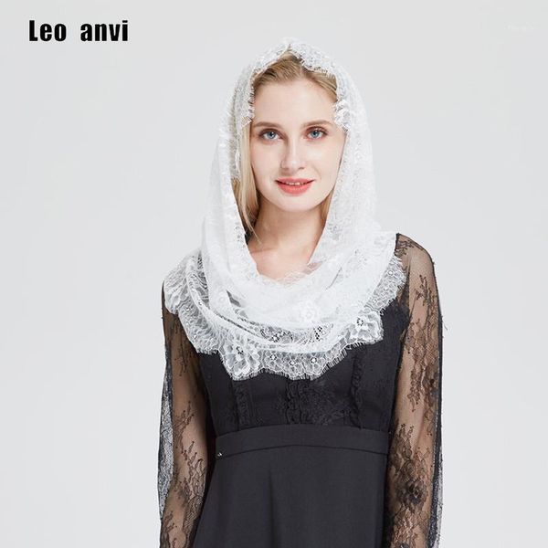 Chales Leo Anvi encaje blanco envoltura anillo bufanda mujer Mantilla Floral Vintage inspirado fiesta nupcial boda chal Headcovering HeadWrap1