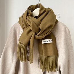Châles Écharpe en laine de marque de luxe pour femmes hommes couleur unie plaine véritable laine foulards femme hiver chaud cou écharpe cachemire châle 231214