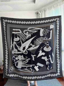 Sjaals luxe ontwerper sjaal zeemeermin kasjmier+zijden sjaalverpakking bedrukte hoofddoek Zouaves et dragons bandana sjaal 140L2404