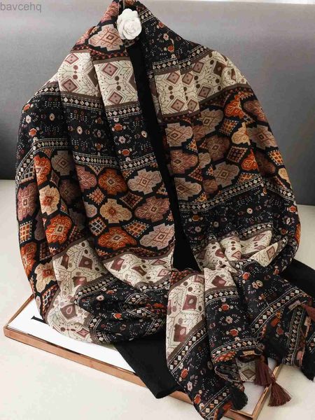Châles nouveaux écharpe en coton en lin mou châles femmes luxe premium foulard femme longue imprimé léopard écharpes crachebes à glands d240426 écharpes d240426