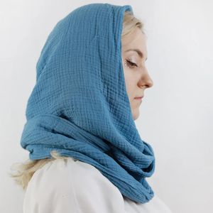 Châles Coton biologique Unisexe Écharpe à capuche couleur unie rétro Gaze Mousseline Cowl Shrug hommes Festival couvre-chef Convertible hijab Écharpe chapeau 231027