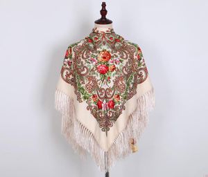 Châles écharpe russe ukrainienne à franges traditionnels floraux polonais de cou de cou enveloppe vintage antique hijab poncho6164717
