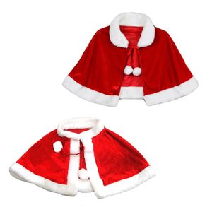 Sjaals Winter Rood Fluwelen Cape Mantel Kerst Vrouwen Meisje Sjaal Feestkostuums Jurk Decoratie Kerstman Kostuum Mode 231012