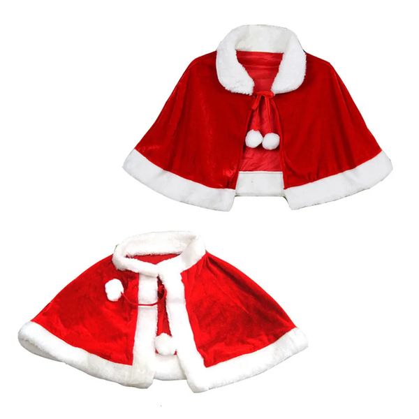 Chales Invierno Red Velvet Cape Clak Christmas Women Girl Girl Chalw Fiest Decoración Decoración de Santa Claus Fashion 231012