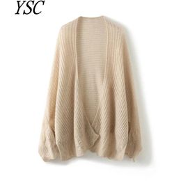Châles YSC hiver style femmes tricoté 100% Pure laine châle évider taille unique grand haute qualité doux chaud châle 231012